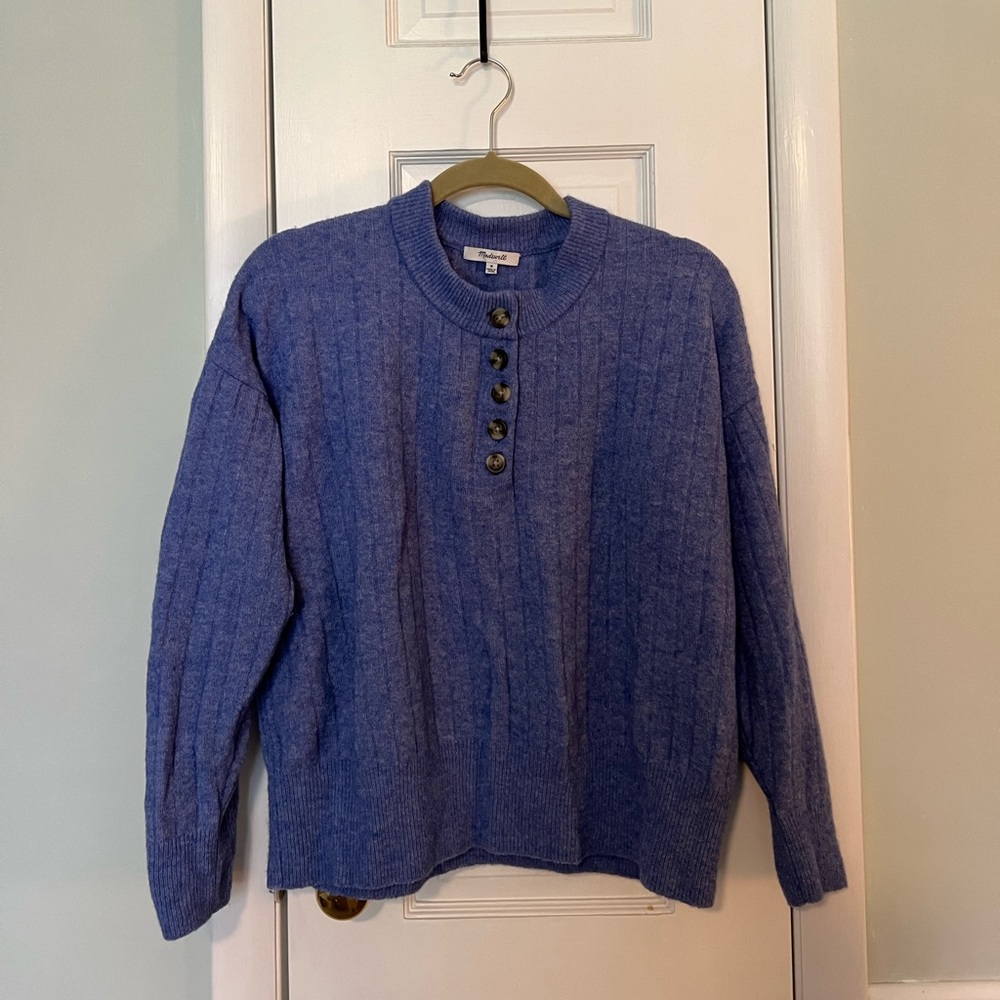 Madewell blue wool Henley sweater